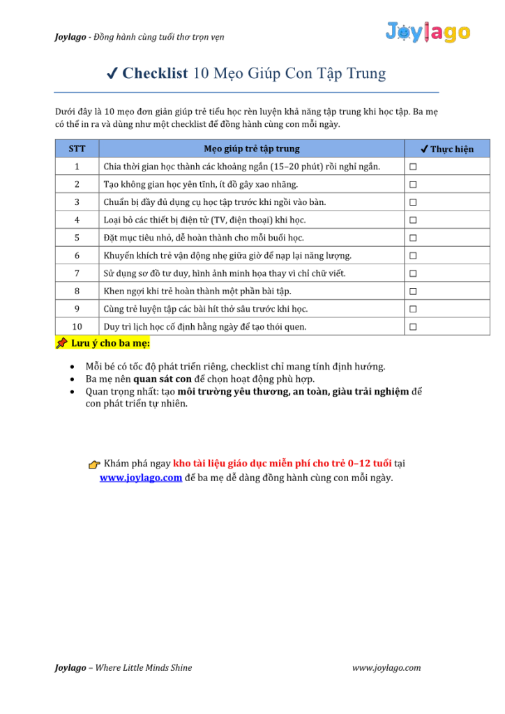 12. Checklist 10 meo giup con tap trung1