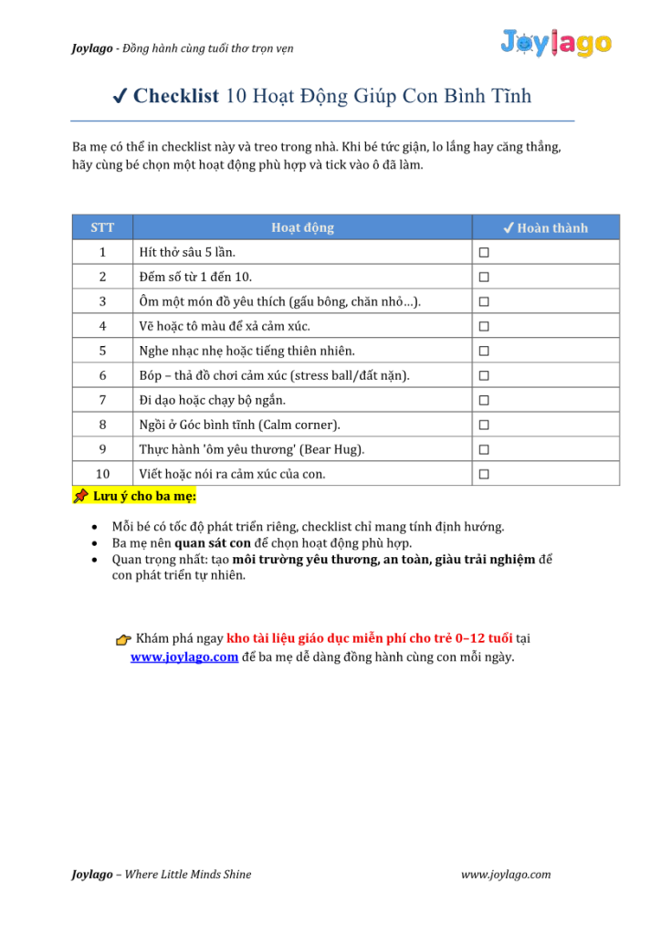 7. Checklist 10 hoat dong giup con binh tinh1