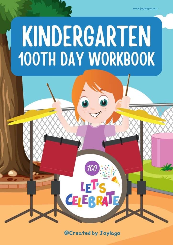 100th Day Kindergarten Workbook in Colorful Illustrative Style