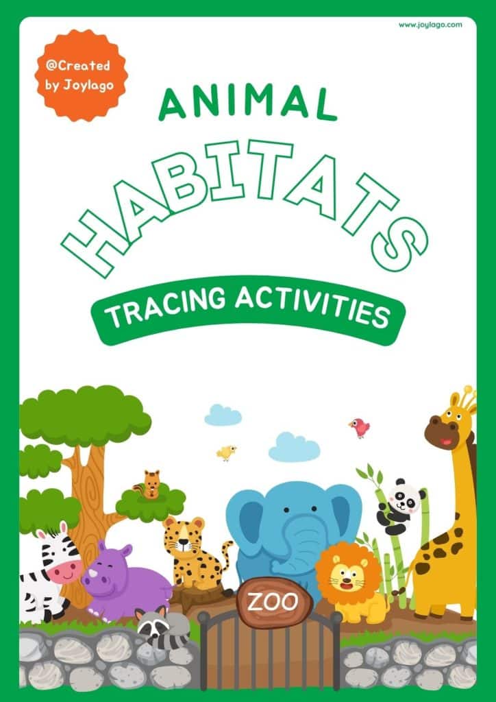 Animal Habitats Writing Book in Grayscale Lined Illustrative Style