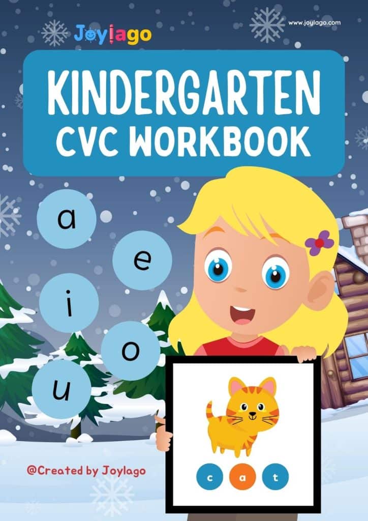 CVC Kindergarten Workbook in Black and White Illustrative Style