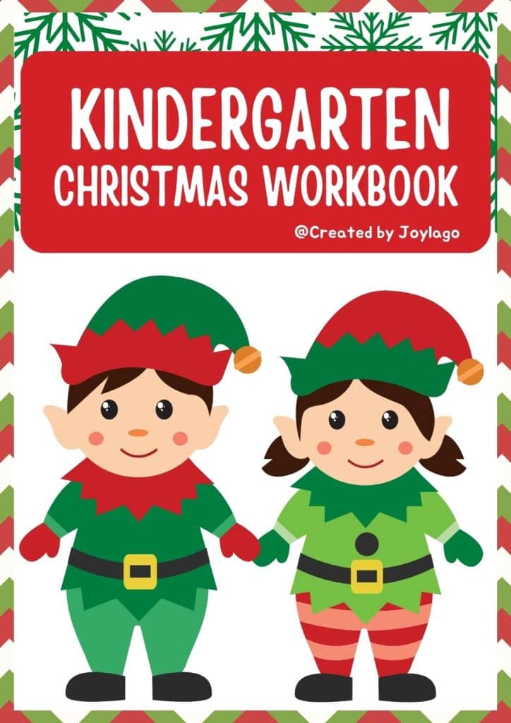Christmas Kindergarten Workbook in Red and Green Illustrative Style