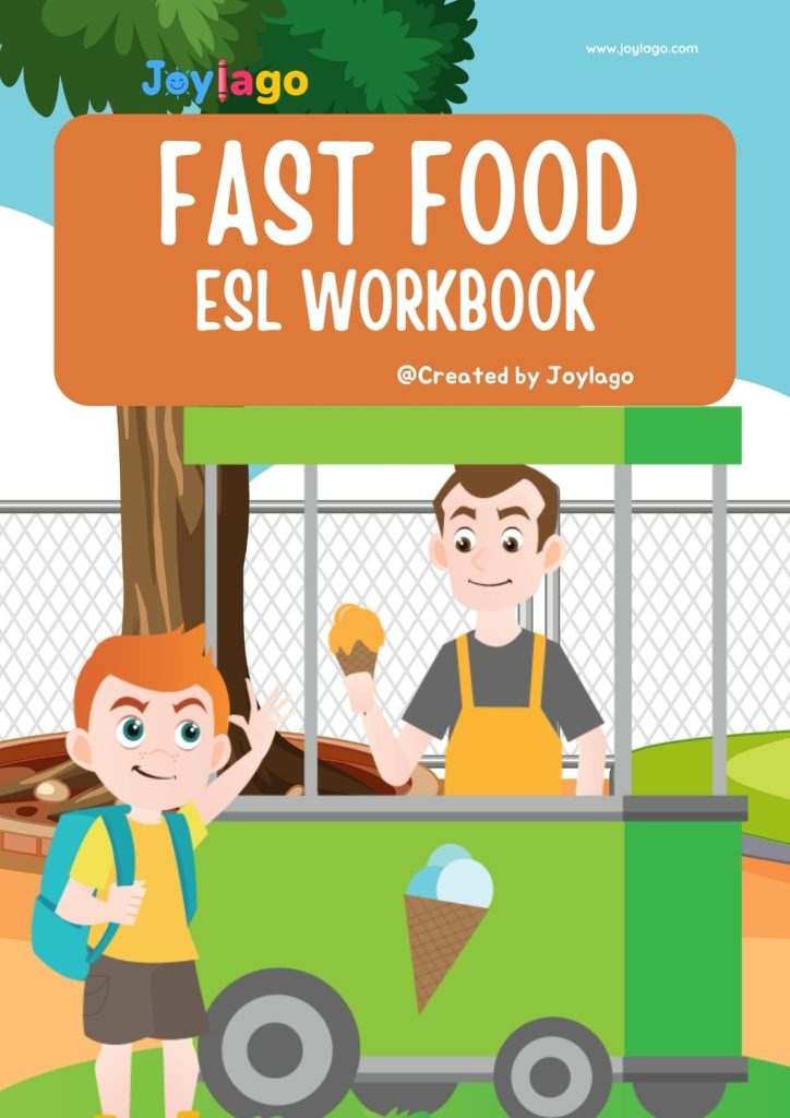 ESL Fast Food Kindergarten Workbook in Colourful Illustrative Style