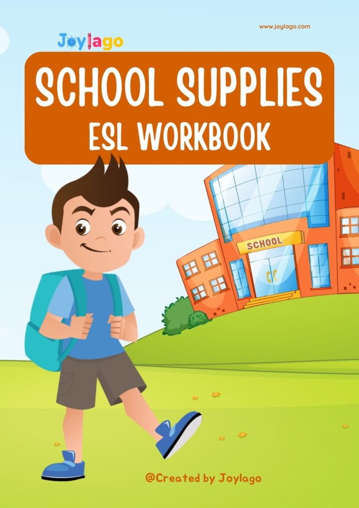 ESL School Supplies Kindergarten Workbook in Colourful Illustrative Style