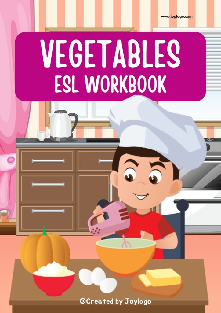 Fun and Colorful Kindergarten Workbook ESL Vegetable Worksheets for Kids