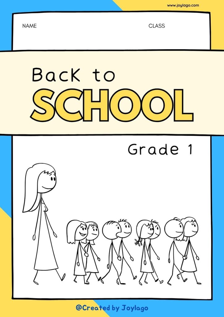 Grade 1 Back to School Worksheet Booklet in Greyscale Illustrative Style