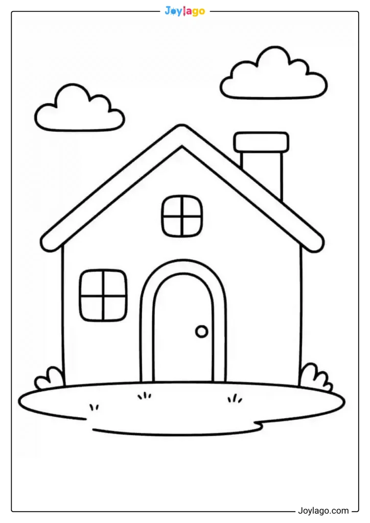 tranh to mau ngoi nha don gian simple house coloring pages 1